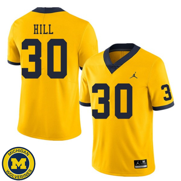 Men University of Michigan #30 Daxton Hill Yellow Replica Jersey